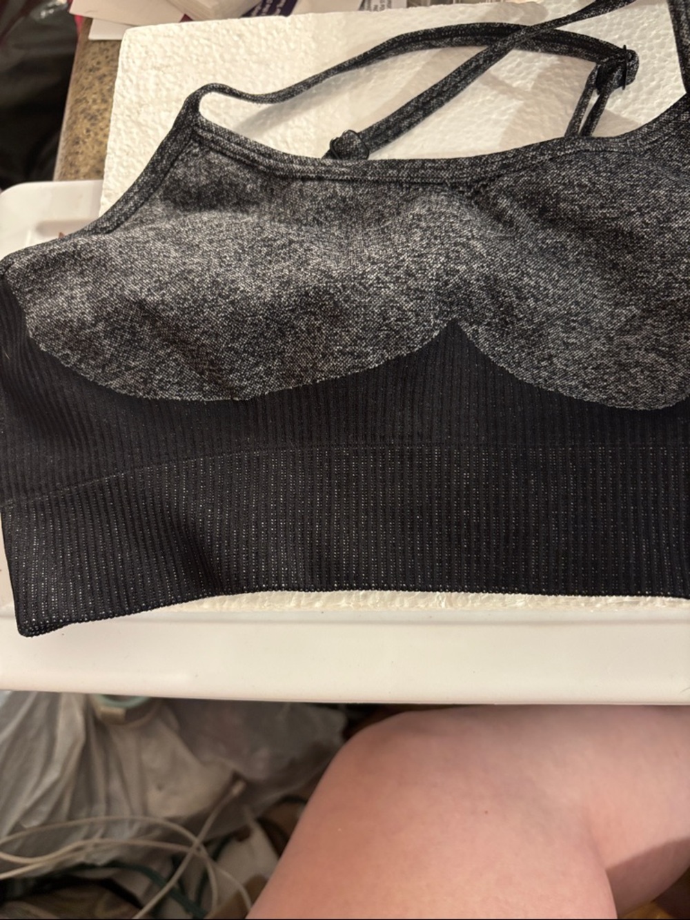 Seamless Gray & Black Sports Bra - Comfortable Everyday Support
